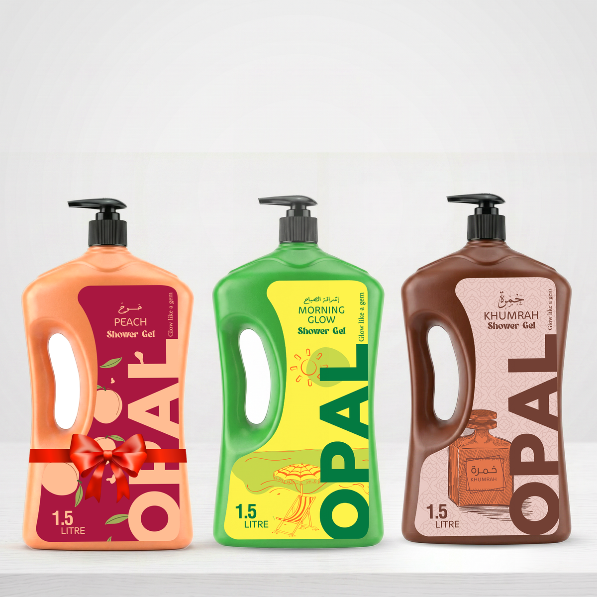 Special Offer 1.50L Shower Gel Khamra -1.50L Shower Gel Morning Glow -1.50L Shower Gel Peach Gift